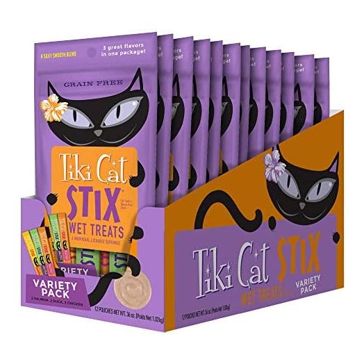 Tiki Cat Stix Wet Treats, Grain Free Lickable Silky Smooth Blend in Creamy Gravy, Topper or Treat