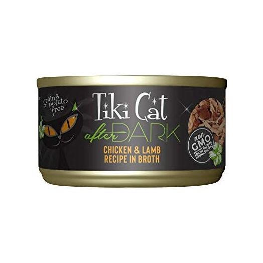 Tiki Cat After Dark Grain-Free, Low-Carbohydrate Wet Food with Real Shredded Meat for Cats & Kittens, 2.8oz, 12pk, Chicken & Lamb
