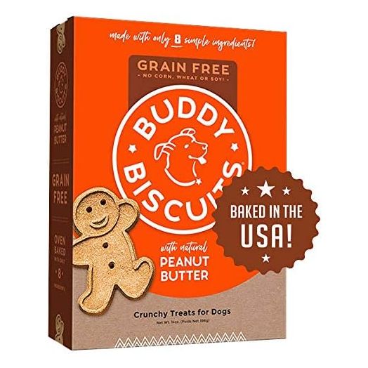 Buddy Biscuits 14 oz Box of Grain-Free Crunchy Dog Treats Made with Natural Peanut Butter