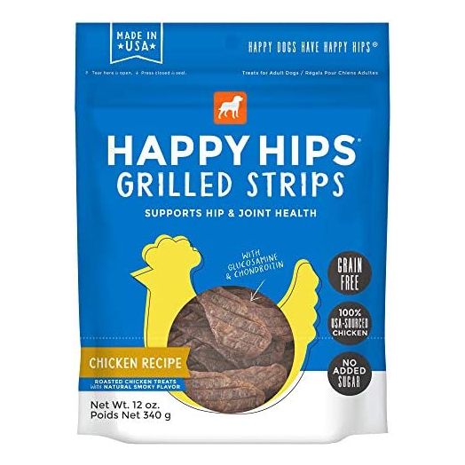 Happy Hips & Joint, Grilled Strips, Grain Free Dog Treats, Glucosamine & Chondroitin, Chicken 12oz