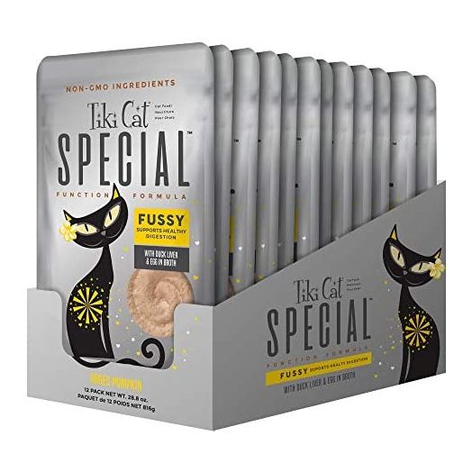 Tiki Cat Special Mousse Wet Cat Food Healthy Digestion Duck Liver and Egg in Broth 12 Pouches, 2.4 oz.