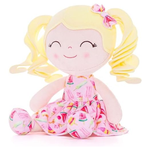 Gloveleya Doll Baby Dolls Soft Rag Doll Baby Girl Gifts Curly Spring Girl - Yellow Hair Ice Cream 12inches