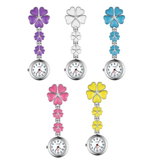 Lancardo Women Girl Heart Flower Nurse Watch Pin on with Secondhand Stethoscope Lapel Fob Pocket Badge Brooch Watches for Doctor Nurse Easy to Read for Mother's Day