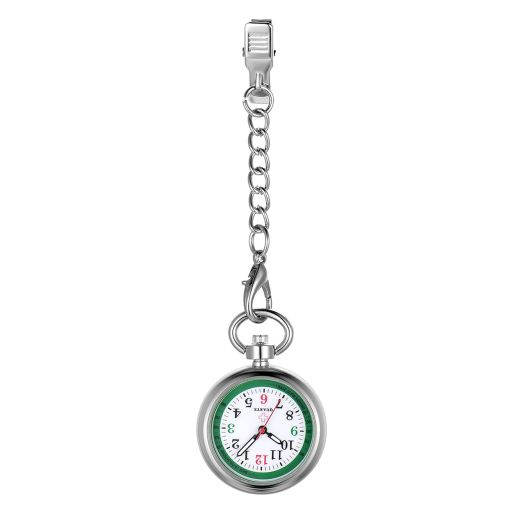 1PC Nurse Watch Pulsometer Scale 20 Beats Luminous Hands Secondhand Clip On Stethoscope Lapel Fob Pocket Watches for Doctor Nurse Easy to Read Silicone Cover for Women and Men