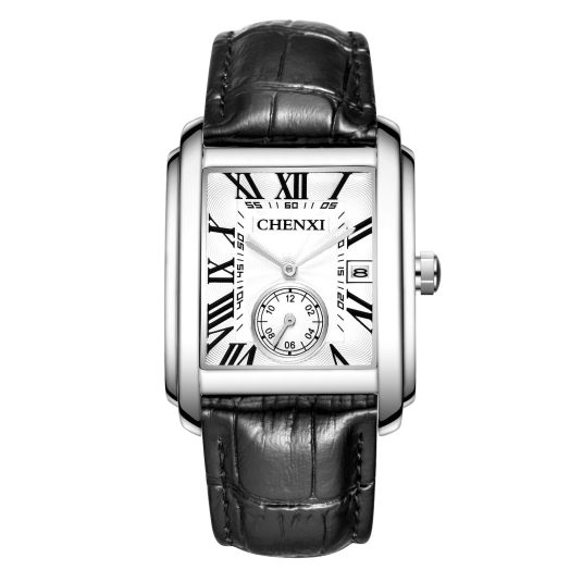 Lancardo Retro Men Square Watch Quartz Calendar Leather Watch Independent Second Dial Dress Wrist Watch for Men Black Blue Brown