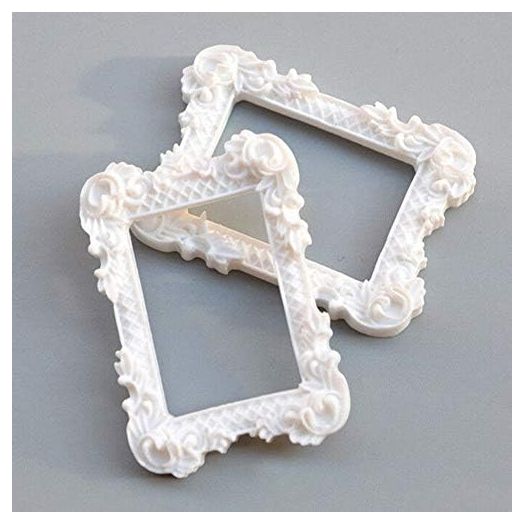 Photo Frame 2pcs Display Image Furniture Gift Mini Home Decor Doll House Resin Painting Picture Album Crafts Miniature Art(White)