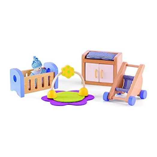 Hape Wooden Doll House Furniture Baby's Room Set,White