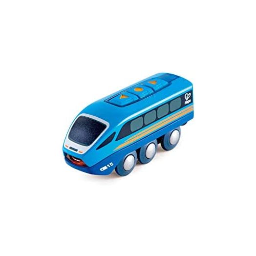Hape Remote Control Engine Train | Kids Railway Toy, App or Button RC Vehicle with 5 Playable Sounds, Rechargeable Battery Feature, Blue, 4.65" Length x 1.5" Width x 1.97" Height