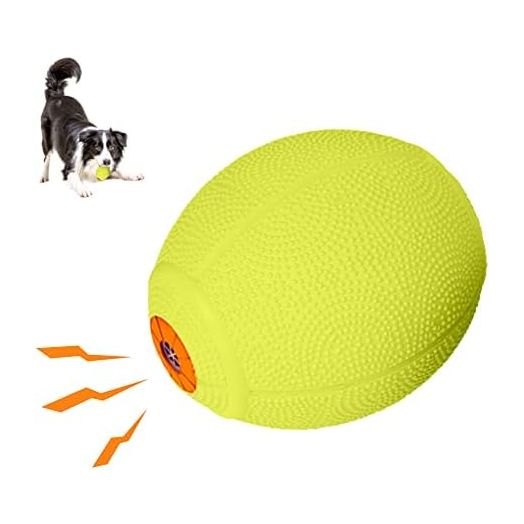 LaRoo Squeaky Dog Ball Toy, Durable Natural Rubber Squeaker Ball Floating Throwing Training, Teeth Cleaning Chew Toy for Pet Small Medium Large Dogs (6.5cm Green)