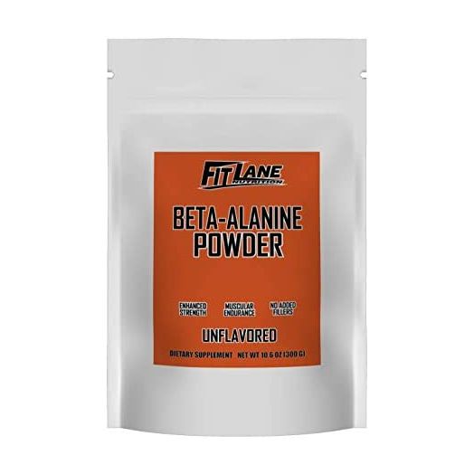 Beta Alanine Powder. Bulk Pre Workout Supplement by Fit Lane Nutrition. 3000mg per Serving. Pure Powder. Best Value. 300 Grams Unflavored.