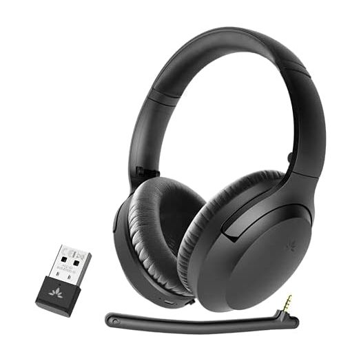 Avantree Aria 90B Bluetooth 5.0 Noise Cancelling Headphones with Microphone & USB Adapter for PC Computer Laptop Mobile Phones, 35Hrs Comfortable Wireless Headset for Music & Calls, Work from Home