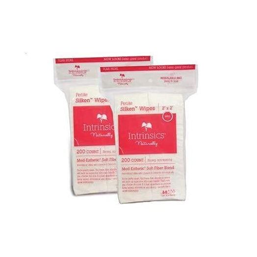 Intrinsics Petite Silken Wipes - 2"x2", 4-ply Blend of Soft Fibers, 2 pack bundle