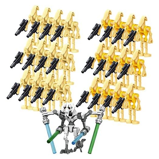 25 Pcs Pieces Minifigures Set, Pack Battle Droids with Weapons Set Building Blocks Action Figures 1.65 inch Figures Droids Boys Kids Gift Toys