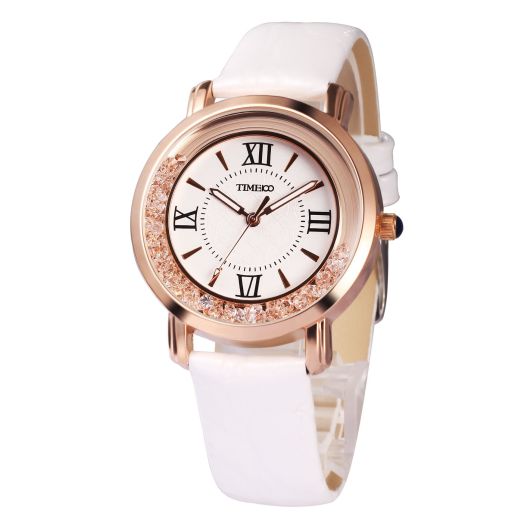Womens Watch Diamond Crystal Leather Strap Bracelet Women Watch Quartz Analog Japanese Movement Girls Lady Watch