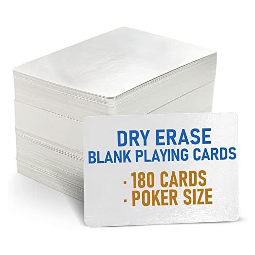 LotFancy Blank Playing Cards, 180PCS, Dry Erase, Reusable Flash Cards to Write on, DIY Vocabulary Study Cards