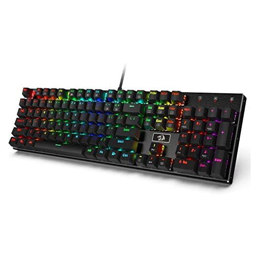 Redragon K556 RGB LED Backlit Wired Mechanical Gaming Keyboard, Aluminum Base, 104 Standard Keys