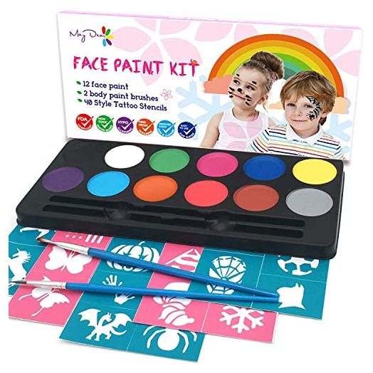 Maydear Face Painting Kit for Kids with 12 Colors Safe and Non-Toxic Large Water Based Face Paint (Matte)