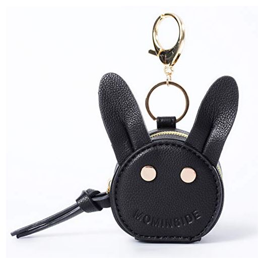 Pacifier Case Holder with Clip by MOMINSIDE, Pacifier Charm Pod Cute Rabbit Bag Charm Purse Charm Clasp to Easily Attach to Diaper Bags or Purse, Holds 2 Pacifiers, Black