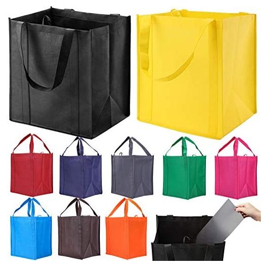 NERUB Reusable Reinforced Handle Grocery Bags, Heavy Duty Large Shopping Totes (10 Pack)