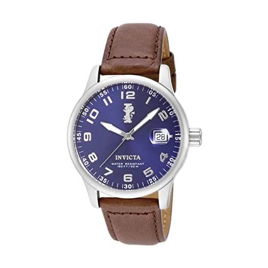 Invicta Men's I-Force 44mm Silver/Black/Blue Dial Stainless Steel Watch with Brown/Black Leather Band, (Model: 12822, 12823, 15254)