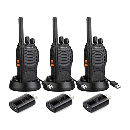 Retevis H-777 Walkie Talkies Rechargeable, 2 Way Radios Long Range, Portable FRS Two-Way Radios, with USB Charging Station, LED Flashlight, for Adults Family Outdoor (3 Pack)