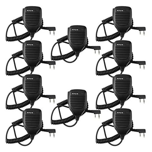 Retevis HK001 2 Pin Speaker Mic Walkie Talkies Microphone for Arcshell AR-5 Baofeng UV-5R BF-888S Retevis H-777 RT21 RT22 RT27 Two Way Radios (10 Packs, Black)
