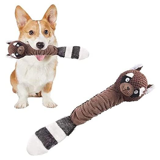 Dog Toy Plush Durable Small Dog Toys Low Stuffing Interactive Dog Plush Toys W/Squeaker Puppy Chew Toys Reduces Boredom (Medium, Raccoon) (Raccoon)