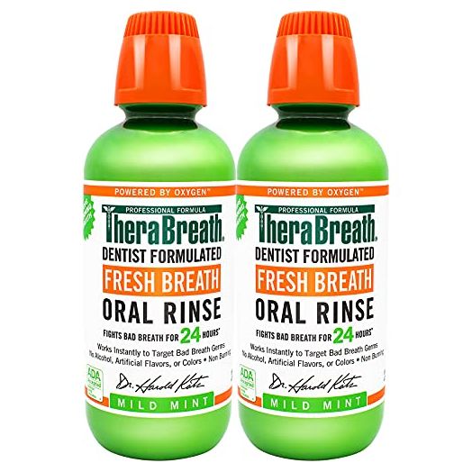 TheraBreath Fresh Breath Dentist Formulated Oral Rinse, Mild Mint, 16 Ounce (Pack of 2)