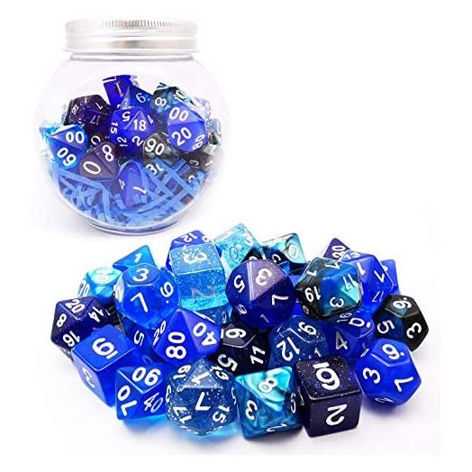 Bescon RPG Dice Set 35pcs Ocean Blue Set, DND Role Playing Game Dice 5X7pcs