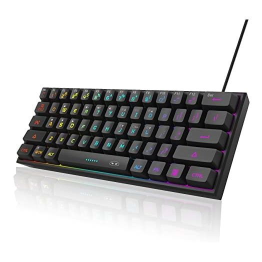 Mini 60% Gaming Keyboard, RGB Backlit 61 Key Ultra-Compact Keyboard, MageGee TS91 Ergonomic Waterproof Mechanical Feeling Office Computer Keyboard for PC, MAC, PS4, Xbox ONE Gamer(Black)