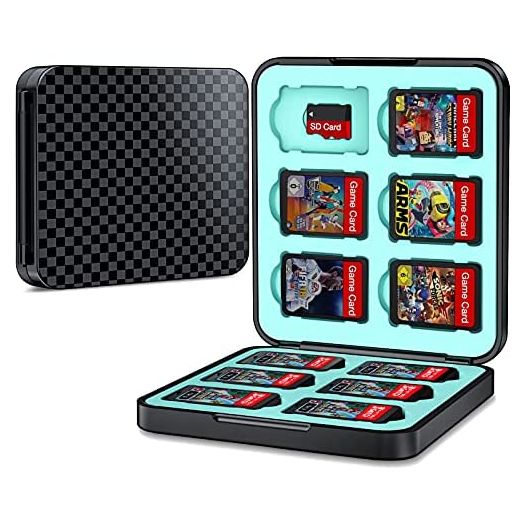 Switch Game Case Holder Compatible with Nintendo Switch Games Card and Storage 12 Switch Game Cartridge, Protective Hard Shell, Soft Lining Rubber and Portable Switch Game Holder - Black