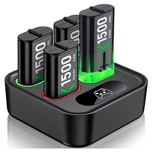 Xbox Controller Battery Pack for Xbox Series X|S/Xbox One S/X/Elite, 4x1500mAh Xbox One Rechargeable Battery Pack With Fast Charger Station for Xbox Series X|S/Xbox One S/X/Elite Wireless Controller