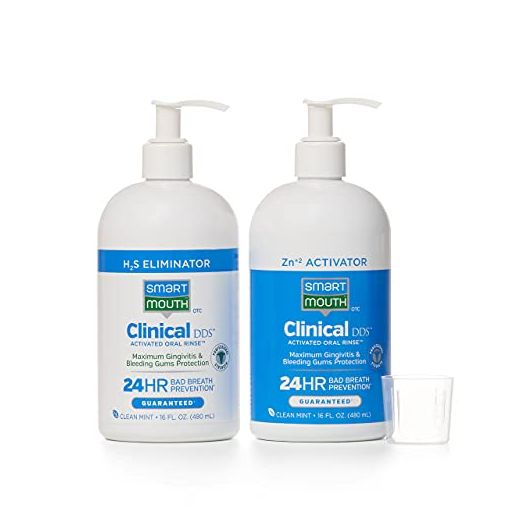 SmartMouth Clinical DDS 2-Bottle Activated Mouthwash with Pumps, Gum Health Support, Mint, 32 fl oz