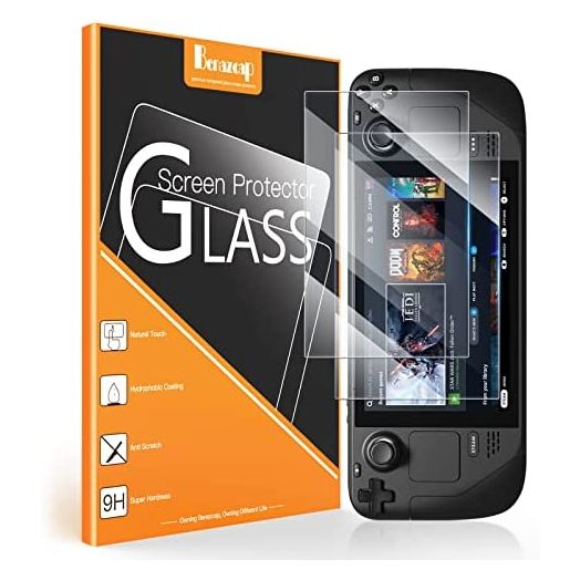 [2 Pack] Benazcap Steam Deck Screen Protector 7 Inch 2021 Release, 9H Tempered Glass Film Easy Installation/Anti-Scratch/HD Clear for Steam Deck New Version