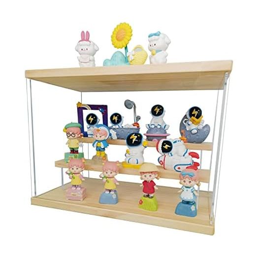 Clear Acrylic Display Case for Mini Funko Pop Action Figures,Display Stand Riser Shelf with 3 Steps,Display Cabinet Dustproof for Mini Figure Toys Perfume Gem Stone Collectibles(12.5 x7 x10.4 inch)