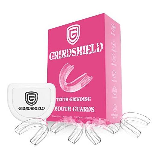 GRINDSHIELD Bruxism Mouth Guard – Smaller Size, Moldable, Custom Fit - 4 Mouth Guards for Teeth Grinding & Case – Dental Guard, Nightguard for Teeth Clenching, Mouthguard for Sleep, TMJ Night Guard