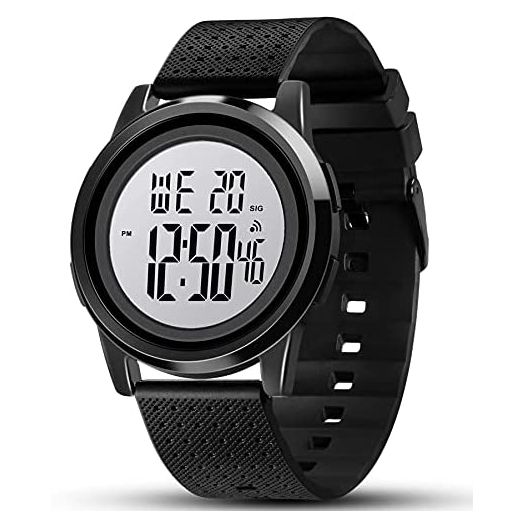 YUINK Mens Digital Watch Ultra-Thin Sports Waterproof Simple Watch Stainless Steel Wrist Watch for Men Women
