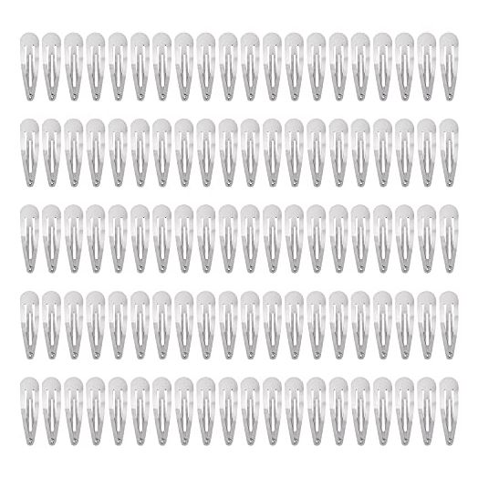 Lawie 2 Inch 5 CM Snap Metal Hair Clips Barrettes, Silver Hairpins (100 Pack)