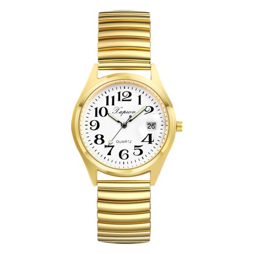 Udebohe Womens Mens Watches Analog Quartz: Alloy Digital Wrist Watches Easy Reader Clear Number - Stretch Band Watches with Stainless Steel Watchband Gifts for Boyfriend Grilfriend Mother Father(1)