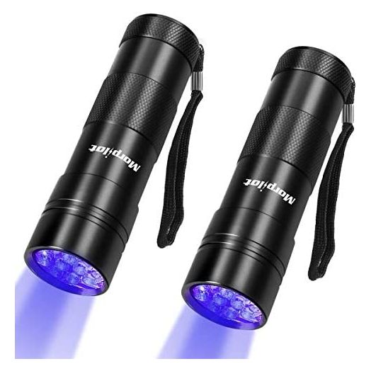 Morpilot Black Light Fashlite, 2 Pcs UV Handheld Blacklight Flashlights 12 Led 395nm Mini Light Torch Detector for Pets Urine and Stains