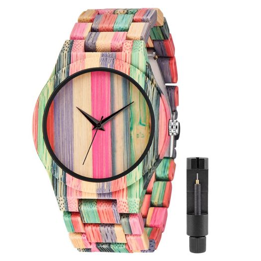 Tiong No Scale Men's Wooden Watch Hand-Made Quarzt Movement Wooden Watches Wood Wrist Watches for Men (Q1085)