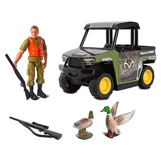 NKOK Realtree 1:18 Scale: UTV Duck Hunting Playset - 6 Piece Free-Wheel Playset, Realtree Edge Camouflage, Duck Hunting #21712, Officially Licensed, for Kids Ages 3+