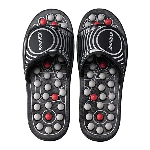 BYRIVER Therapeutic Plantar Fasciitis Relief Slippers Sandals Shoes Massager for Men Women, Foot Care Relaxation Wellness Gifts for Mom Dad, Helps for Lower Back Heel Arthritis Pain Relief (02M)