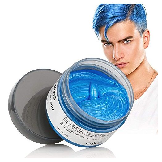 Hair Coloring Wax, Blue Disposable Instant Matte Hairstyle Mud Cream Hair Pomades for Kids Men Women to Cosplay Nightclub Masquerade Transformation …