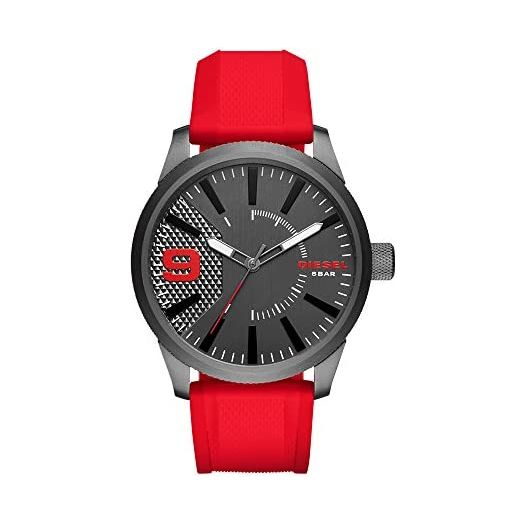 Diesel Men's DZ1806 Rasp Gunmetal IP Red Silicone Watch