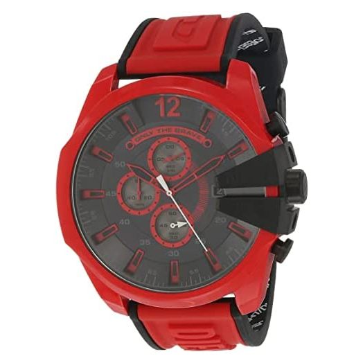 Diesel Mega Chief Chronograph Red Silicone Watch Multi One Size