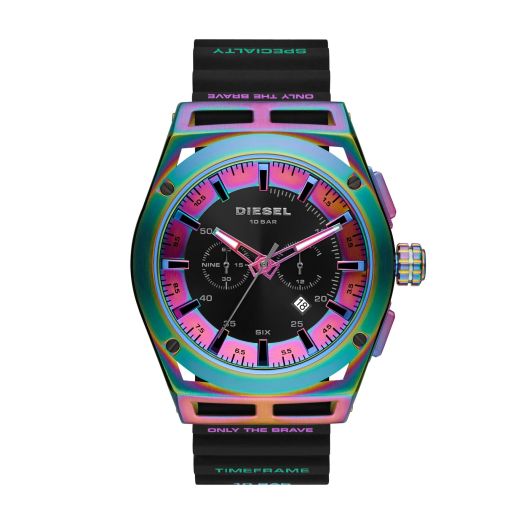 Diesel Timeframe Men's Dive-Inspired Sports Watch with Chronograph Display and Stainless Steel Bracelet or Silicone Band