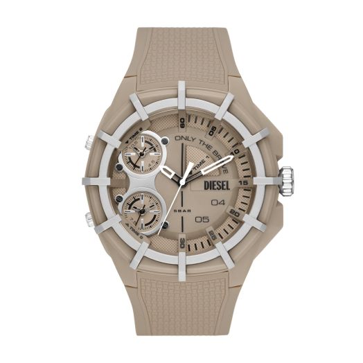 Diesel Men's 51mm Framed Quartz Lightweight Nylon and Silicone Three-Hand Watch, Color: Brown (Model: DZ1990)