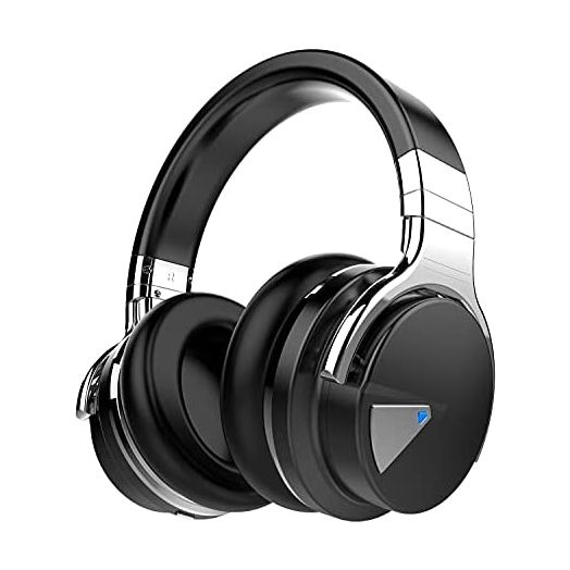 Qisebin E7 Active Noise Cancelling Headphones Bluetooth Headphones with Microphone Deep Bass Wireless Headphones Over Ear, Comfortable Protein Earpads, 30 Hours Playtime for Travel/Work, Black