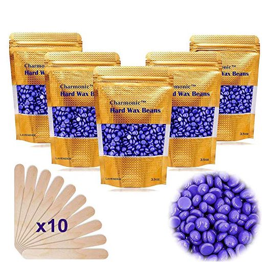 Charmonic 17.5 Oz Hair Wax Beans, Hard Body Wax Beans, Hair Removal Depilatory Wax European Beads for Women Men 500g/1.1 lb (Lavender)
